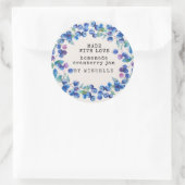 ブルーベリーの花輪 水彩ジャムラベル 缶詰 ラウンドシール (バッグ)