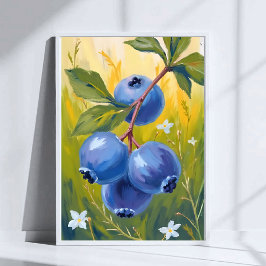 ブルーベリーの茂み｜フルーツの水彩画 ポスター