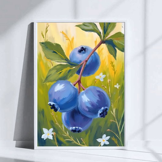 ブルーベリーの茂み|フルーツの水彩画 ポスター