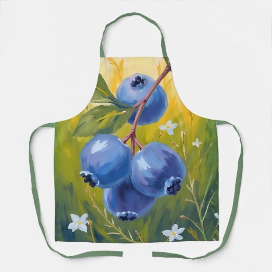 ブルーベリーの茂み｜果物の水彩画 エプロン (正面)