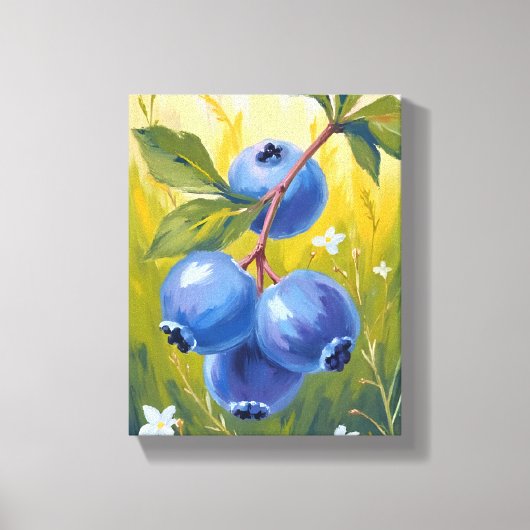 ブルーベリーの茂み｜果物の水彩画 キャンバスプリント (正面)