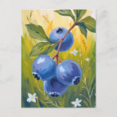 ブルーベリーの茂み｜果物の水彩画 ポストカード (正面)