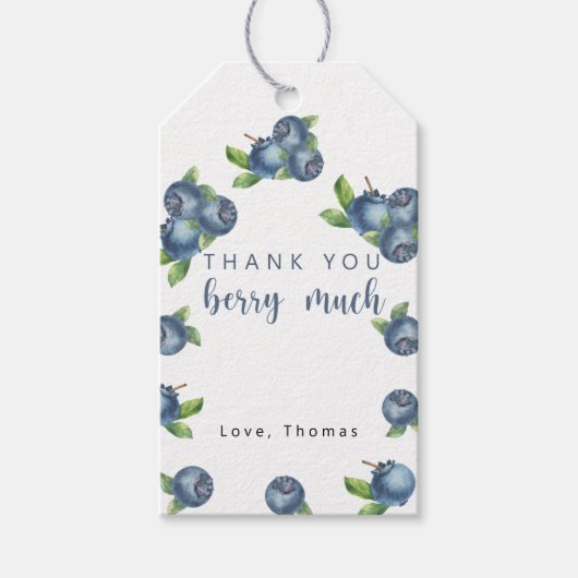ブルーベリーの誕生日感謝していパーティー ギフトタグ (正面)