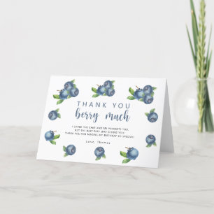 ブルーベリーの誕生日感謝していパーティー サンキューカード