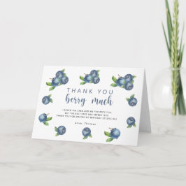 ブルーベリーの誕生日感謝していパーティー サンキューカード