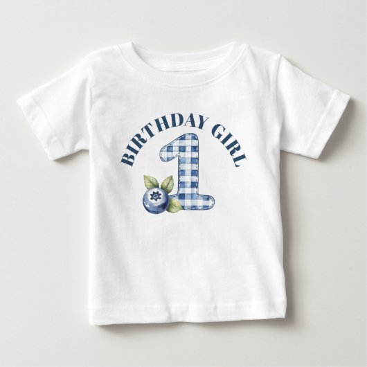 ブルーベリーの赤ちゃんの1歳の誕生日 ベビーTシャツ (正面)