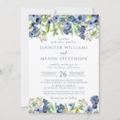 ブルーベリーの青い花の秋のウェディング招待状 招待状 (正面)