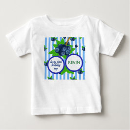 ブルーベリーの1歳の誕生日お祝い ベビーTシャツ