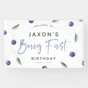 ブルーベリーの1歳の誕生日パーティー "Berry First" 横断幕