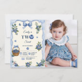 ブルーベリーの2歳の誕生日フォト 招待状 (正面)