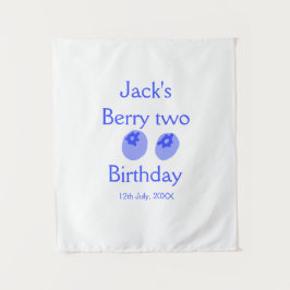 ブルーベリーの2歳の誕生日プレート タペストリー