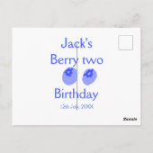 ブルーベリーの2歳の誕生日プレート ポストカード (裏面)