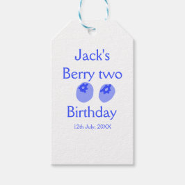 ブルーベリーの2歳の誕生日 名前と日付を追加 お子様用 ギフトタグ