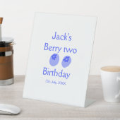 ブルーベリーの2歳の誕生日 名前と日付を追加 お子様用 台座サイン (インサイチュ)
