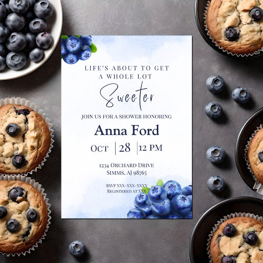 ブルーベリーをテーマにしたシャワー招待状 招待状