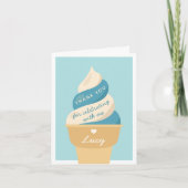 ブルーベリーアイスクリームスワール子供の誕生日 サンキューカード (正面)