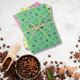 ブルーベリーイエローピンクグリーン ラッピングペーパーシート