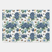 ブルーベリーイチゴ蜂と蝶 ラッピングペーパーシート (正面)