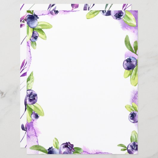 ブルーベリーウォーターカラースクラップブック紙 (正面/裏面)