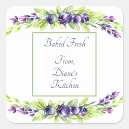 ブルーベリーウォーターカラースクラップブック スクエアシール