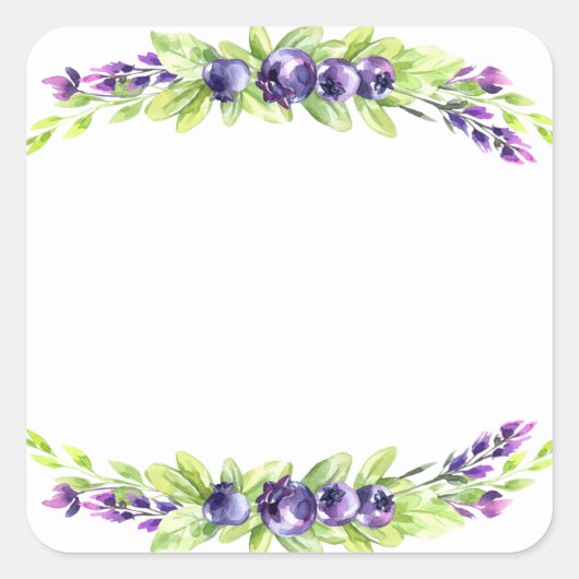 ブルーベリーウォーターカラースクラップブック スクエアシール (正面)