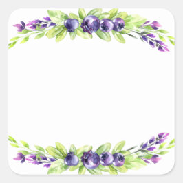 ブルーベリーウォーターカラースクラップブック スクエアシール