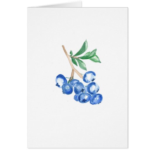 ブルーベリーウォーターカラープリントグリーティングカード (正面)