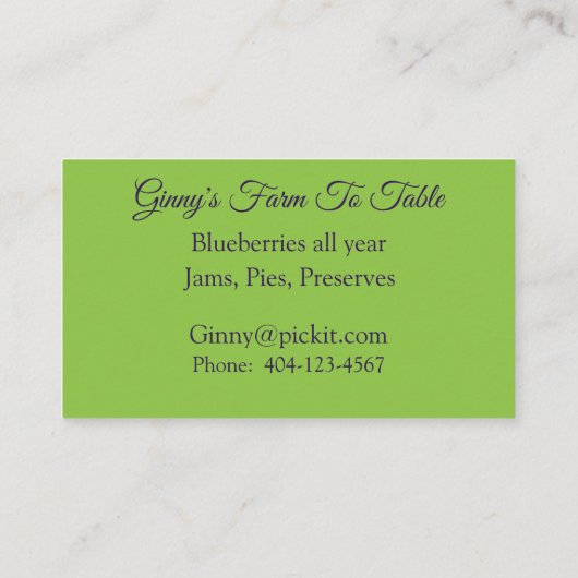 ブルーベリーオングリーンファームtoテーブル 名刺 (裏面)