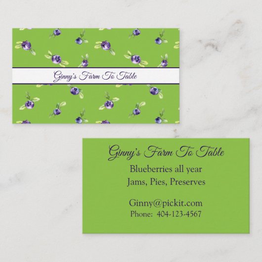 ブルーベリーオングリーンファームtoテーブル 名刺 (正面/裏面)