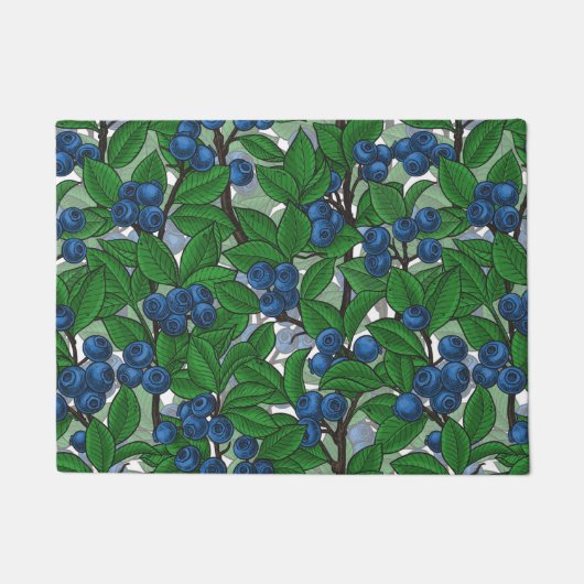 ブルーベリーオンホワイト ドアマット (正面)