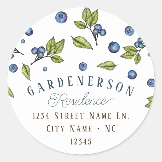 ブルーベリーカスタムクラシック丸ステッカー ラウンドシール (正面)