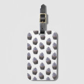 ブルーベリーカップケーキイラストレーション ラゲッジタグ (正面縦)