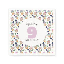 ブルーベリーカップケーキ水彩パターン