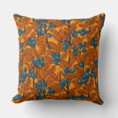 ブルーベリーガーデン、青とオレンジ クッション (正面)