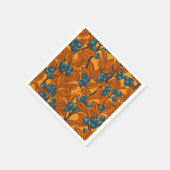 ブルーベリーガーデン、青とオレンジ スタンダードカクテルナプキン (角)