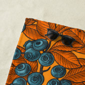 ブルーベリーガーデン、青とオレンジ ビーチタオル (インサイチュ)