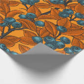 ブルーベリーガーデン、青とオレンジ ラッピングペーパー (角)
