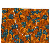 ブルーベリーガーデン、青とオレンジ ラージペーパーバッグ (裏面)