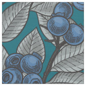 ブルーベリーガーデン、青と灰色 ファブリック (クローズアップ)