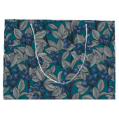 ブルーベリーガーデン、青と灰色 ラージペーパーバッグ (裏面)