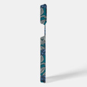 ブルーベリーガーデン、青と灰色 iPhoneケース (右側面)