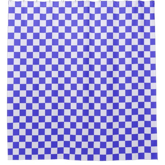 ブルーベリークリームのチェック柄 シャワーカーテン (正面)