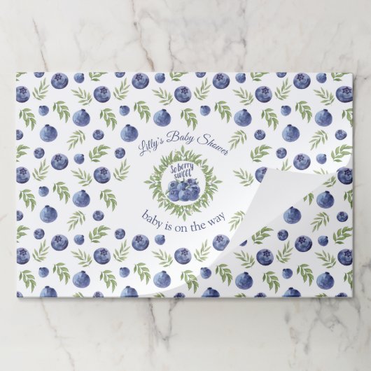 ブルーベリーグリーナリーネームティアウェイ紙ランチョンマット ペーパーパッド (折り畳み)