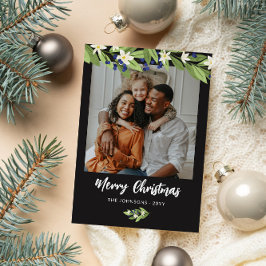 ブルーベリーグリーンリー写真メリークリスマス シーズンカード