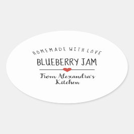 ブルーベリーシンプルジャム白い自家製の愛 楕円形シール