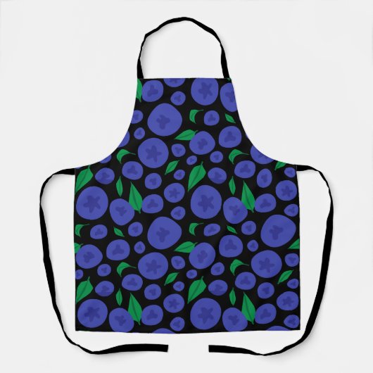 ブルーベリーシームレスパターン エプロン (正面)