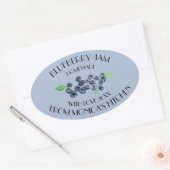 ブルーベリージャム水色フルーツキッチン 楕円形シール (封筒)