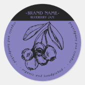 ブルーベリージャム瓶ラベル包装デザイン ラウンドシール (正面)