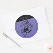 ブルーベリージャム瓶ラベル包装デザイン ラウンドシール (封筒)