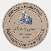ブルーベリージャム クラフト紙 缶詰ラベル ラウンドシール (正面)